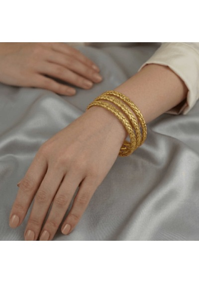 Klasik Burma I Nce Imitasyon Altın Bilezik Gold