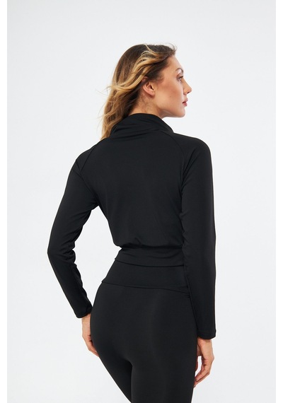 Lesa Wear İçi Polarlı Yumuşacık Şardonlu Kaşkorse Crop Likralı Hırka Siyah