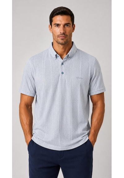 Classics Men Zamur Slim Fit Erkek Polo Yaka Kısa Kol Tişört 7708 Buz Mavi