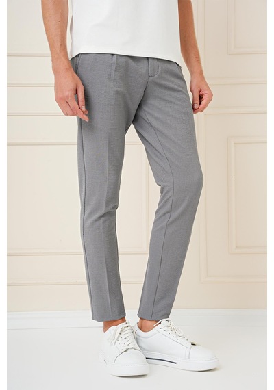 Efor Comfort Fit Gofre Kumaş Pileli Pamuk Casual Gri Pantolon P 1148 Gri