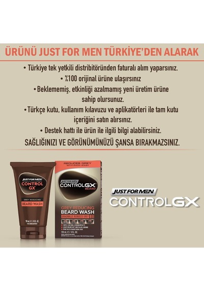 Just For Men Control Gx Gri Azaltıcı Sakal Ve Bıyık Yıkama Şampuanı 118 ML