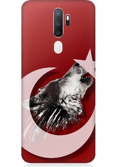 Oppo A5 2020 Uyumlu Kurt Ve Bayrak Desenli Silikon Kılıf