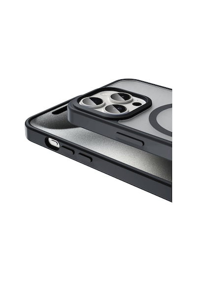 Goocamp Apple Uyumlu iPhone 15 Pro Max Kılıf Magsafe Şarj Özellikli Mat Arka Yüzey Sio Kapak-gri Gri