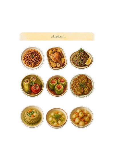 6 Sayfa Tarifler Temalı Sticker Seti Yemek Sticker Tarif Ajanda Scrapbook Journal - 937688399 Diğer
