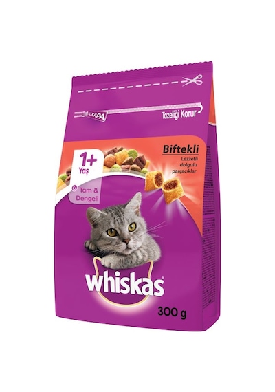 Whiskas Biftekli ve Havuçlu Yetişkin Kedi Maması 300 G