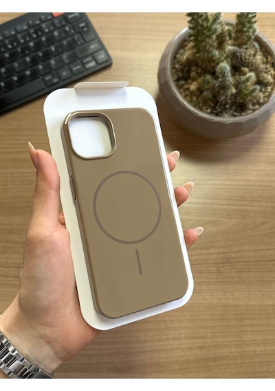 Apple iPhone Uyumlu 13 Animasyonlu Stylus Silikon Kılıf Bej
