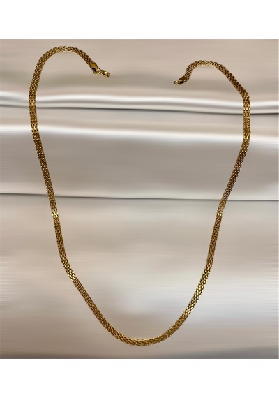 Gold Hasır Örme Çelik Zincir Erkek Kolye 65 Cm 5mm Gold