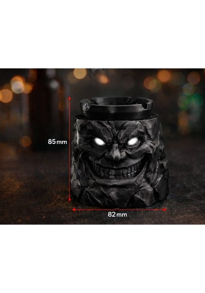 Alse 3d Korku Tasarımlı 3d Kül Tablası Kapaklı, Dekoratif, Özel Tasarım Masaüstü Aksesuarı Siyah 85mm X 82mm