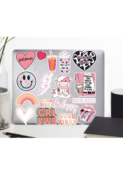 Girl Pink Sticker Seti Laptop Ajanda Pc Tablet Telefon Defter Etiket Bullet Journal Diğer