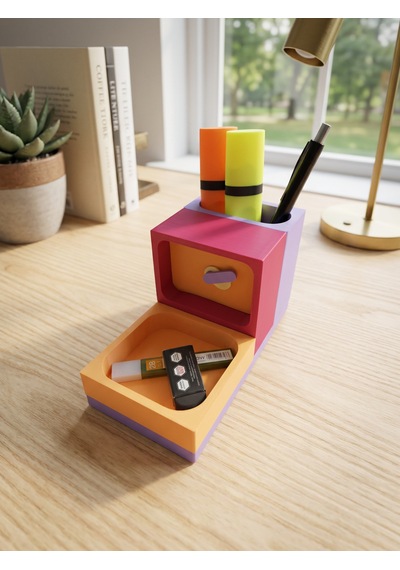 Elarıo Prizma Organizer Mıknatıslı Ve Saatli Masaüstü Organizer Set1 Çok Renkli
