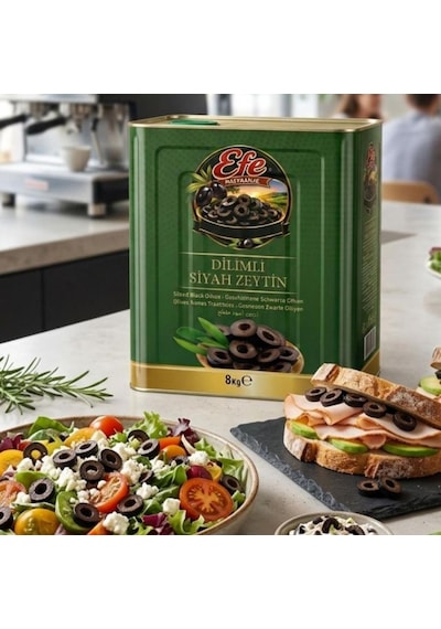 Dilimli Siyah Zeytin 8 Kg Pizza, Poğaça Ve Pastane Ürünleri İçin Hazır Dilim Siyah Zeytin