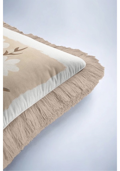 Çiçek Buketi Modern Saçaklı Yastık Kılıfı - Natürel Floral Bej Krem Vizon Püsküllü Kırlent Kılıfı Kadim Atlas Saten Çiçek Buketi Modern Saçaklı Yastık Kılıfı - Natürel Floral Bej Krem Vizon Püsküllü Kırlent Kılıfı Kadim Atlas Saten