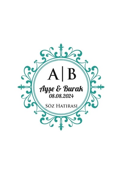 Zincir Çerçeveli Dikdörtgen Mühür Kına Nişan Düğün 3x3 Cm Özel Etiket / 50 Adet Sticker Beyaz