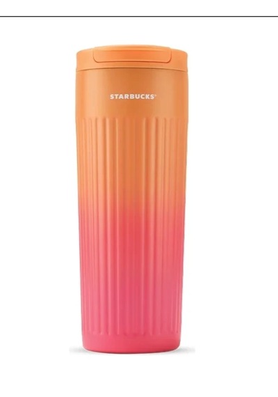 Starbucks Turuncu Ombre Çelik Termos - 473ml Pembe