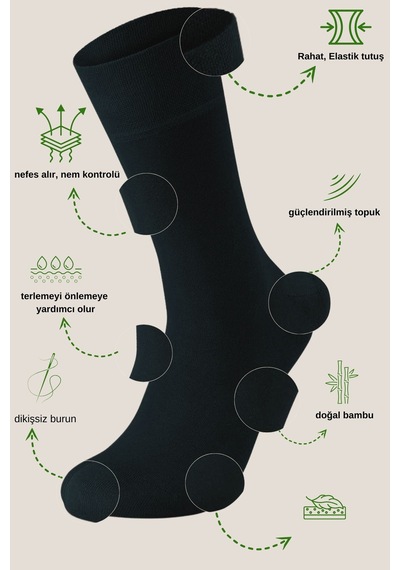 Kral Socks Bambu Erkek Soket Düz Uzun Çorap Klasik Yazlık Dikişsiz 5'li Çok Renkli