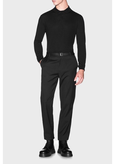 Armani Exchange Yün Karışımlı Regular Fit Düğmeli Polo Erkek Polo Xm003569 Af28778 Uc001 Siyah