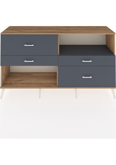 Hyperion Konsol Tek Raflı 4 Çekmeceli 176x44x99 Çam-antrasit Çam-antrasit