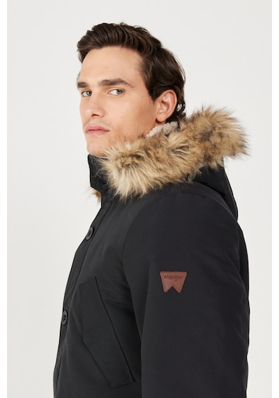 Wrangler Regular Fit Normal Kesim Dik Yaka Erkek Siyah Parka Mont W4D0Wx100 Siyah