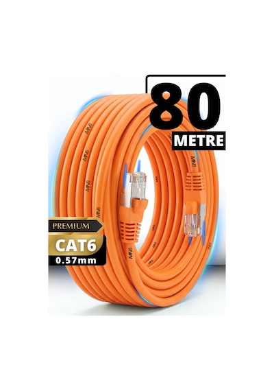 Mn6 M107xt Cat6 Ethernet Kablosu 80 Metre 0.57mm Utp Ultra Dayanıklı Çift Kat Korumalı Dış Mekan Ağır Şartlara Uygun Lan Kablosu 80 M