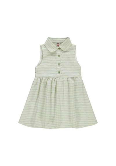 Civil Girls Çizgili 2-5 Yaş Elbise Mint Yeşili