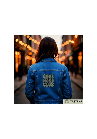 Taşlı Ütülenebilen Veya Sticker Olarak Kullanılabilen ''cool Moms Club'' Yazı Modeli