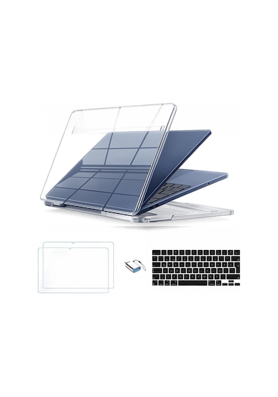 Macbook Uyumlu  Neo 13inç A18 Pro A3404 Kılıf +2adet Ekran Koruyucu +otg +klavye Koruyucu Şeffaf