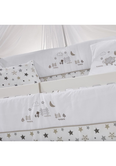Meltem Kids Kuzu Nakışlı Pamuklu Bebek Uyku Seti 60 x 120 CM Ekru