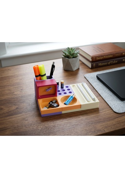 Elarıo Prizma Organizer Mıknatıslı Ve Saatli Masaüstü Organizer Set1 Çok Renkli