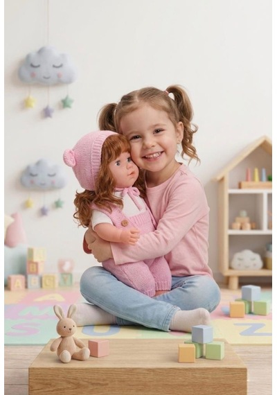 Konuşan Bebeğim 60 Cm Türkçe Konuşan Örgü Tulum Ve Şapkalı Kafası Bacakları Kolları Et Oyuncak Bebek 76145057
