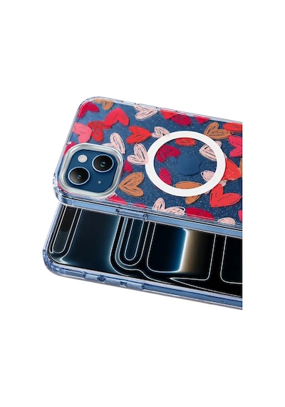 Onegif Apple İphone 14 Desina Magsafe Kapak - Desen 6 Mavi