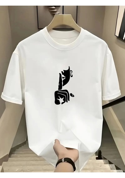 Suma Rahat Bisiklet Yaka Tişört, Yaratıcı Karikatür Baskı - Yumuşak Polyester, Her Mevsim Giyilebilir- Beyaz Suma Rahat Bisiklet Yaka Tişört, Yaratıcı Karikatür Baskı - Yumuşak Polyester, Her Mevsim Giyilebilir- Beyaz