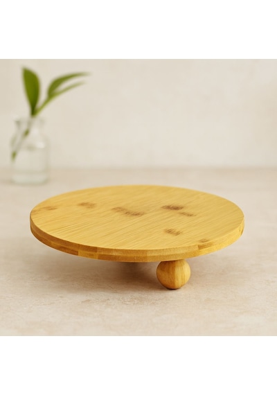 Bambu Sunum Tahtası Yuvarlak 24.5 Cm - 3 Ayaklı Açık Ceviz