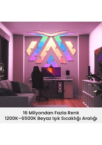 Nanoleaf Üçgen Akıllı Rgbw Duvar Paneli Genişletme Paketi App Kontrollü, 3 Parça, Beyaz, Google Home RGB