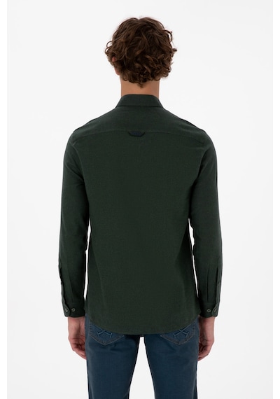 U.S. Polo Assn. Erkek Koyu Yeşil Uzun Kollu Basic Gömlek 50307686-VR079