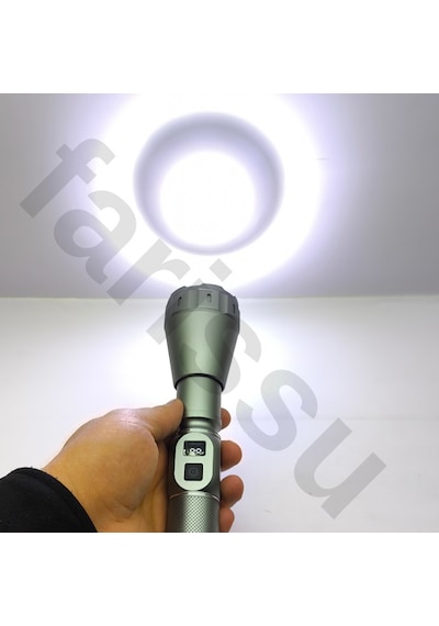 Everton Rt-260 60w 6000 Lümen Ultra Güçlü Şarjlı El Feneri - 2 Km Menzilli, Zoomlu, Çantalı Tam Set Gri