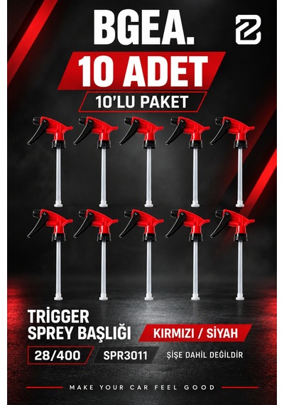 Bgea Trigger Sprey Başlığı Kırmızı Siyah 28/400 10'lu