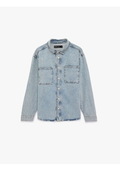 Koton Uzun Kollu Cepli Düğmeli Gömlek Yaka Oversize Jean Gömlek Ceket Açık İndigo 6sam50069nd Koton Uzun Kollu Cepli Düğmeli Gömlek Yaka Oversize Jean Gömlek Ceket Açık İndigo 6sam50069nd