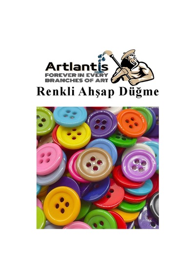 Renkli Düğme Ahşap 60 Adet 1 Paket Okul Kreş Sanat Etkinlik Anasınıfı 1,2cm 50 Adet 2,5cm 10 Adet