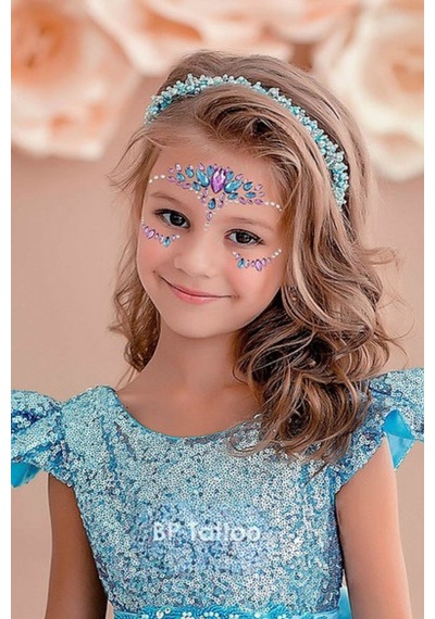 Lila Zümrüt Model Kız Çocuk Yüz Sticker Lila