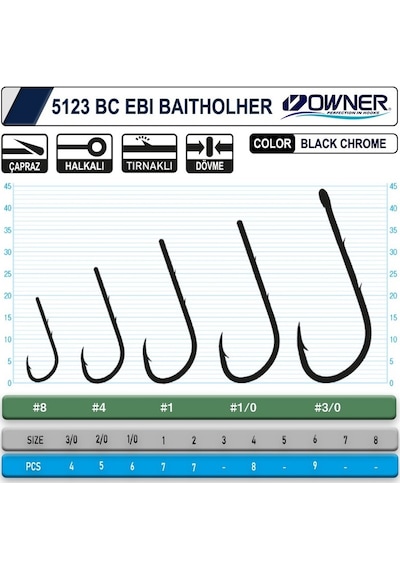 Owner 5123 Ebi Baitholder Black Chrome İğne 2 1 Paket