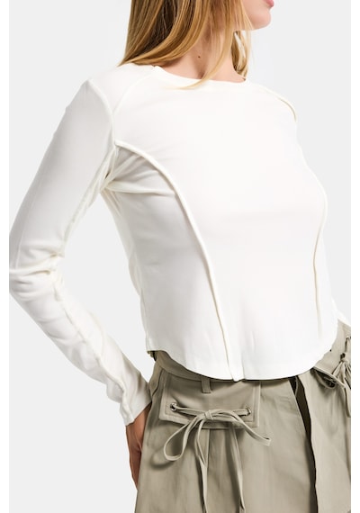 it's basic Kadın Ekru Renk W5 Organik Kumaş Crop Fit Body