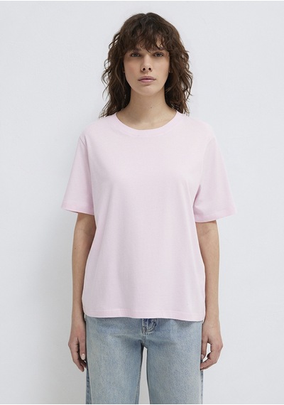 Mavi - Bisiklet Yaka Pembe Basic Tişört 1600955-89200 Pembe