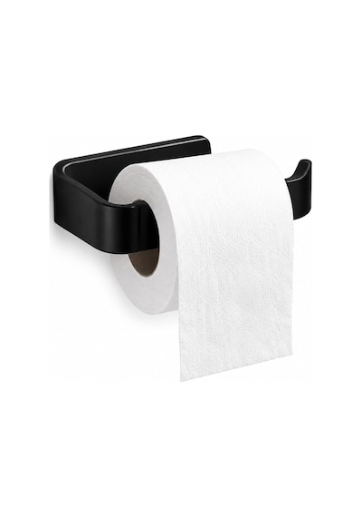 Alper Banyo Siyah Lamalı Tuvalet Kağıtlığı, Hem Yapışkanlı Hem Vidalı Montajlı Wc Kağıt Askılığı, Açı Diğer