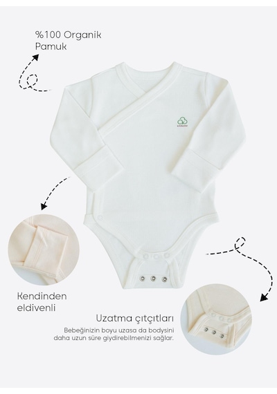 Kitikate Organik New Basic Uzayan Kruvaze Uzun Kol Body Ekru Ekru