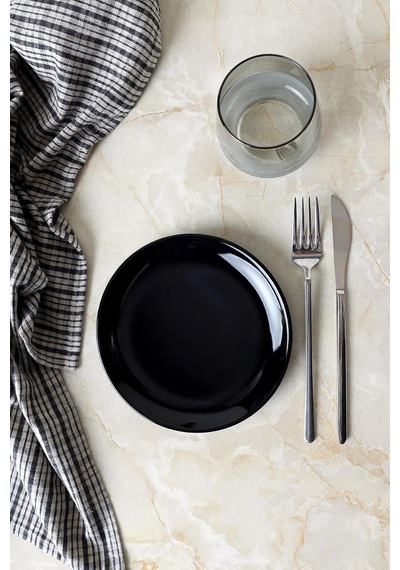 Siyah Delta Pasta Tabağı 17 Cm 6 Adet 650 Çok Renkli