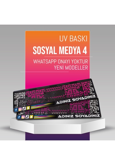 Sosyal Medya 4 Plakalık, 2 Adet Premium Uv Baskı, Plakalıkhane