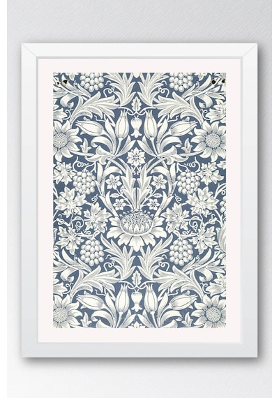 William Morris Mavi Beyaz Botanik Desenli Çerçeveli Tablo Şık Vintage Duvar Sanatı Viktorya Serisi Beyaz William Morris Mavi Beyaz Botanik Desenli Çerçeveli Tablo Şık Vintage Duvar Sanatı Viktorya Serisi Beyaz