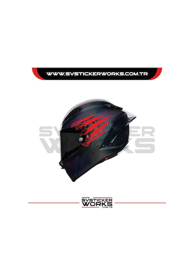 Pençe Wolf Sticker Kask Sticker Kasklar Uyumlu Tek Yön 1 Adet Kırmızı