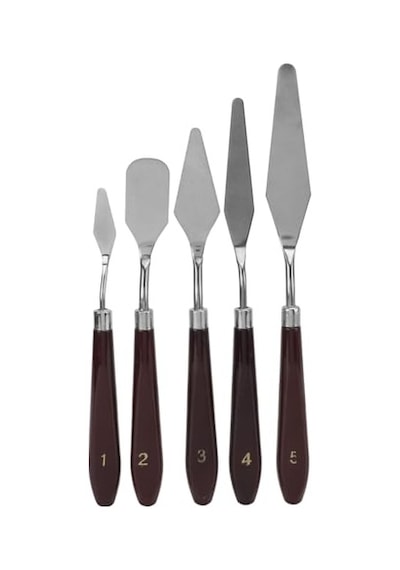 Ressam Sanat Malzemeleri Seti 12'li Fırça Seti + 5'li Metal Spatula Akrilik, Suluboya, Yağlıboya İçin Profesyonel