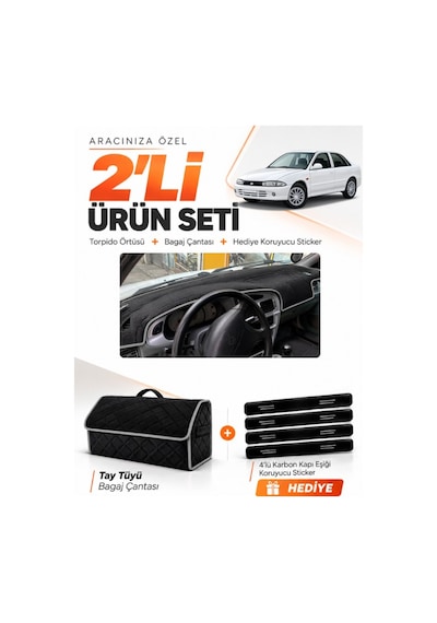Proton 415-416-418-420 1994-2000 Uyumlu Torpido Örtüsü + Tay Tüyü Bagaj Çantası Seti - Siyah Gri